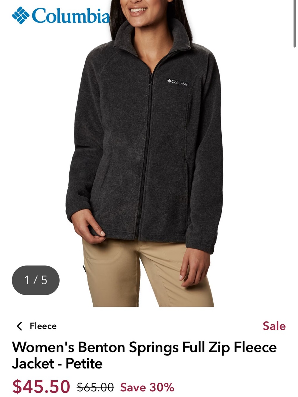 Columbia Women's Full-Zip Teddy Fleece Jacket - Charcoal